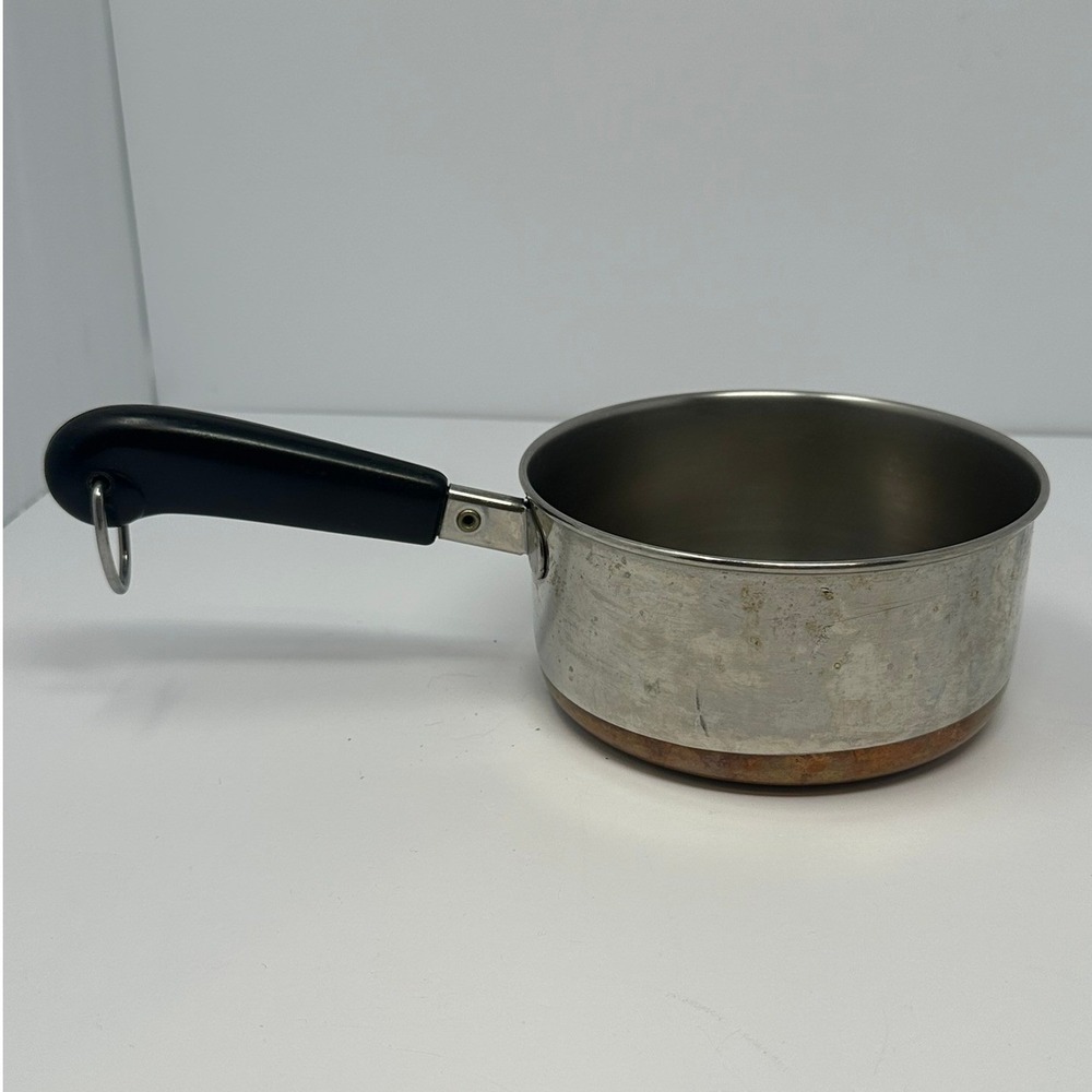 Revere Ware 1 Qt Saucepan Copper Bottom Stainless Steel Pot Clinton IL USA A9